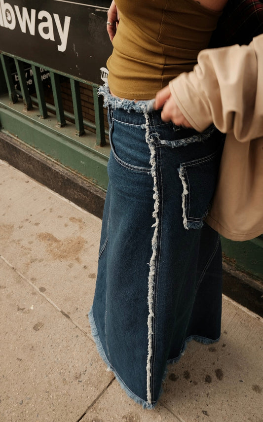 Maxi Denim Skirt | Dark Wash Blue