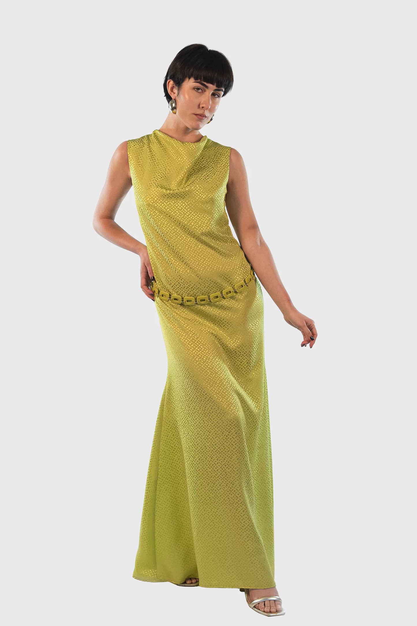 Long Dress Anita in Lime