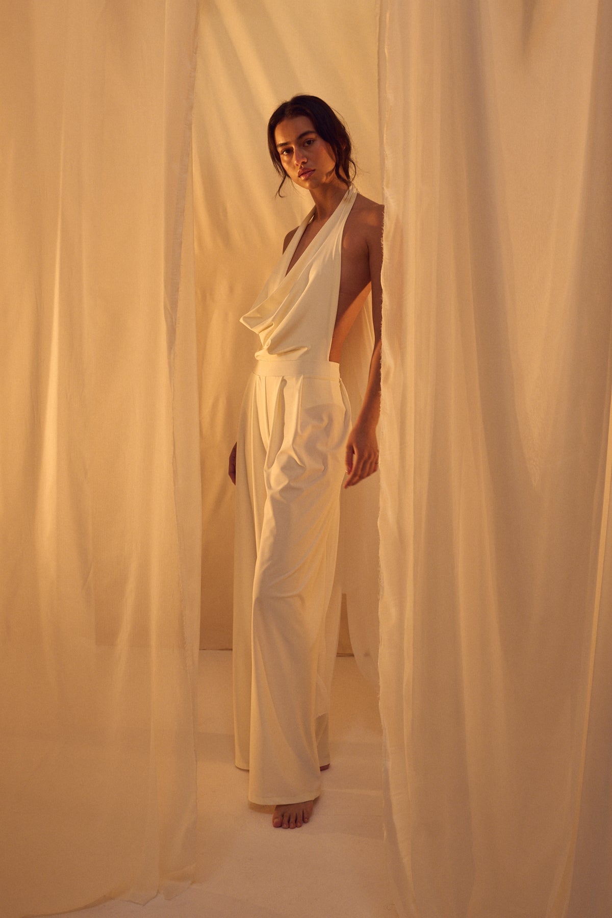 Wide-Leg Trousers - Off-White - Olaya