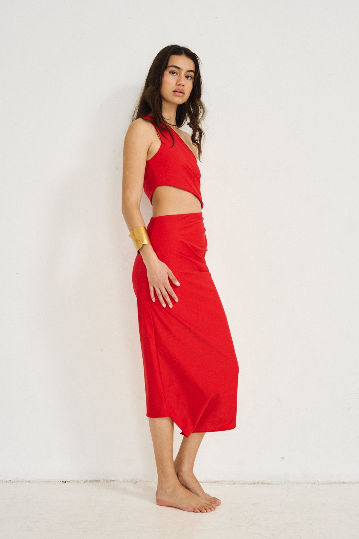 Asymmetrical Cut-Out Dress (Limited Edition) Red- Sofia