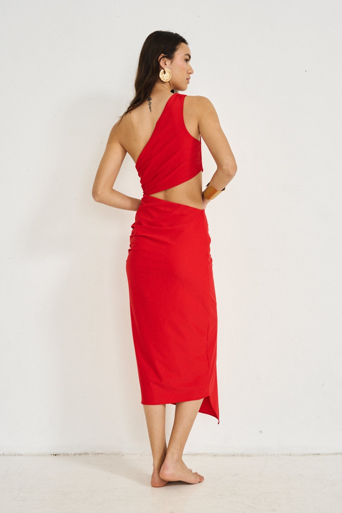 Asymmetrical Cut-Out Dress (Limited Edition) Red- Sofia