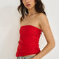 Asymmetrical draped strapless top (Limited Edition) Red - Rocío