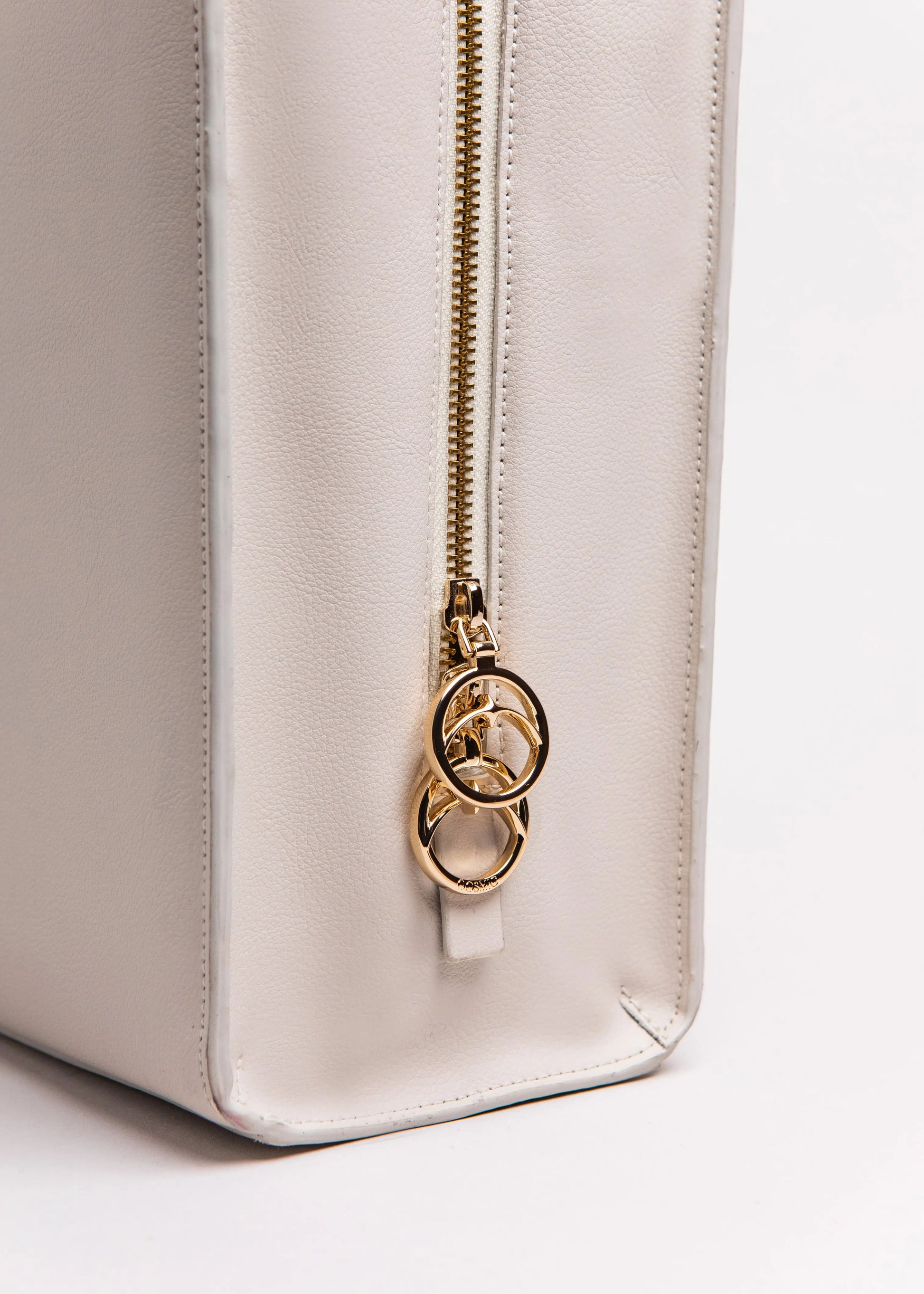 Qosmic Metis Moonstone - cream briefcase - zipper detail