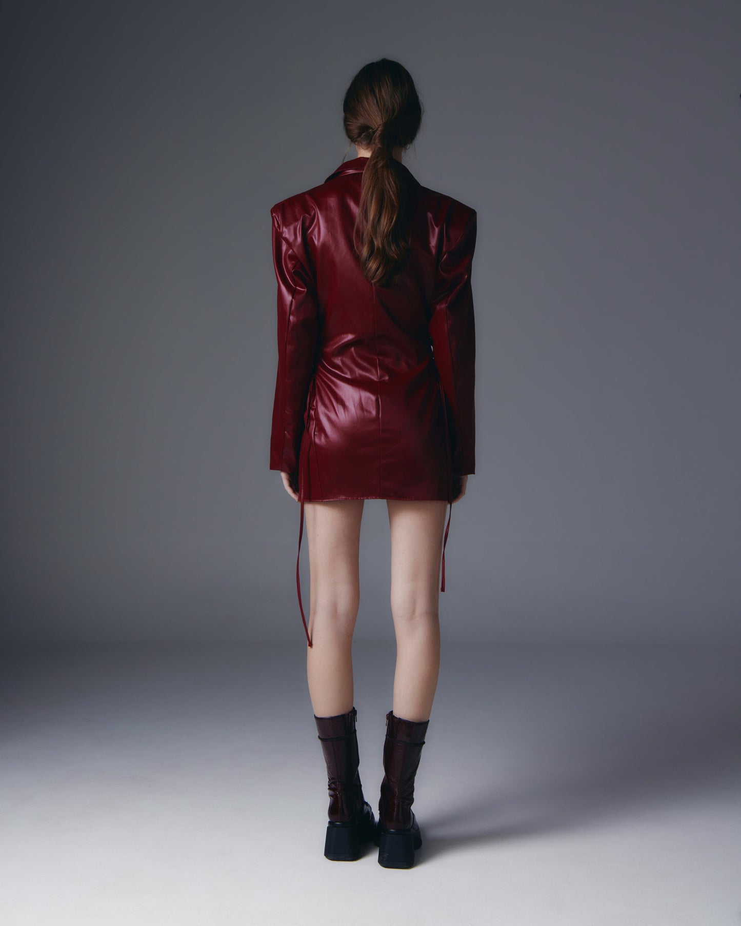 Keket acetate coating dress (Maroon).