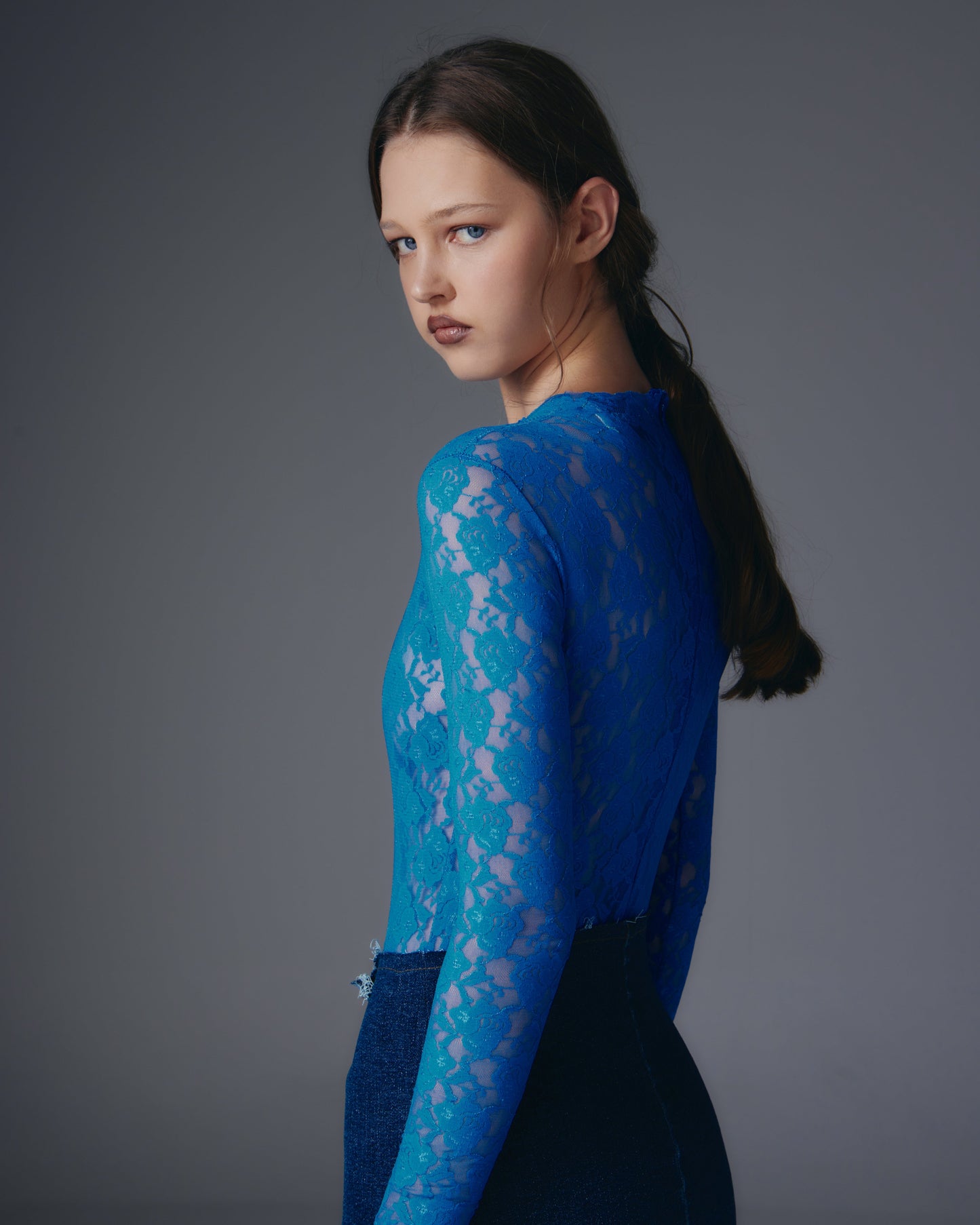 Elisabeta elastic lace jumpsuit (Blue).