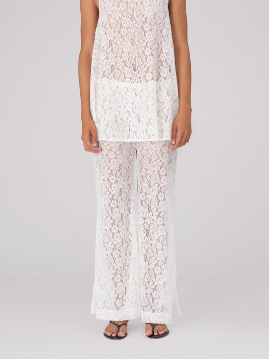 Luna White Lace Pants