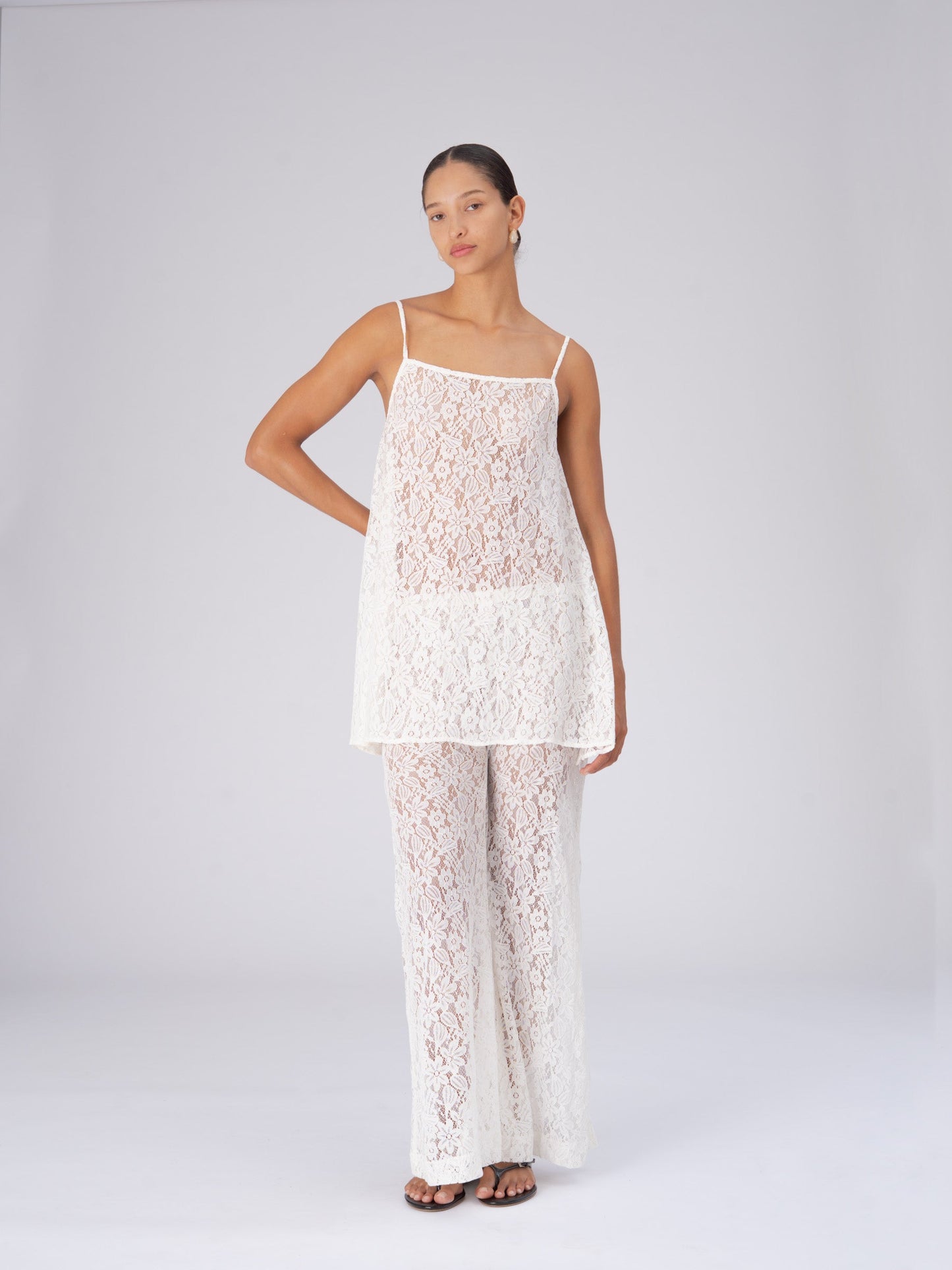 Luna White Lace Pants