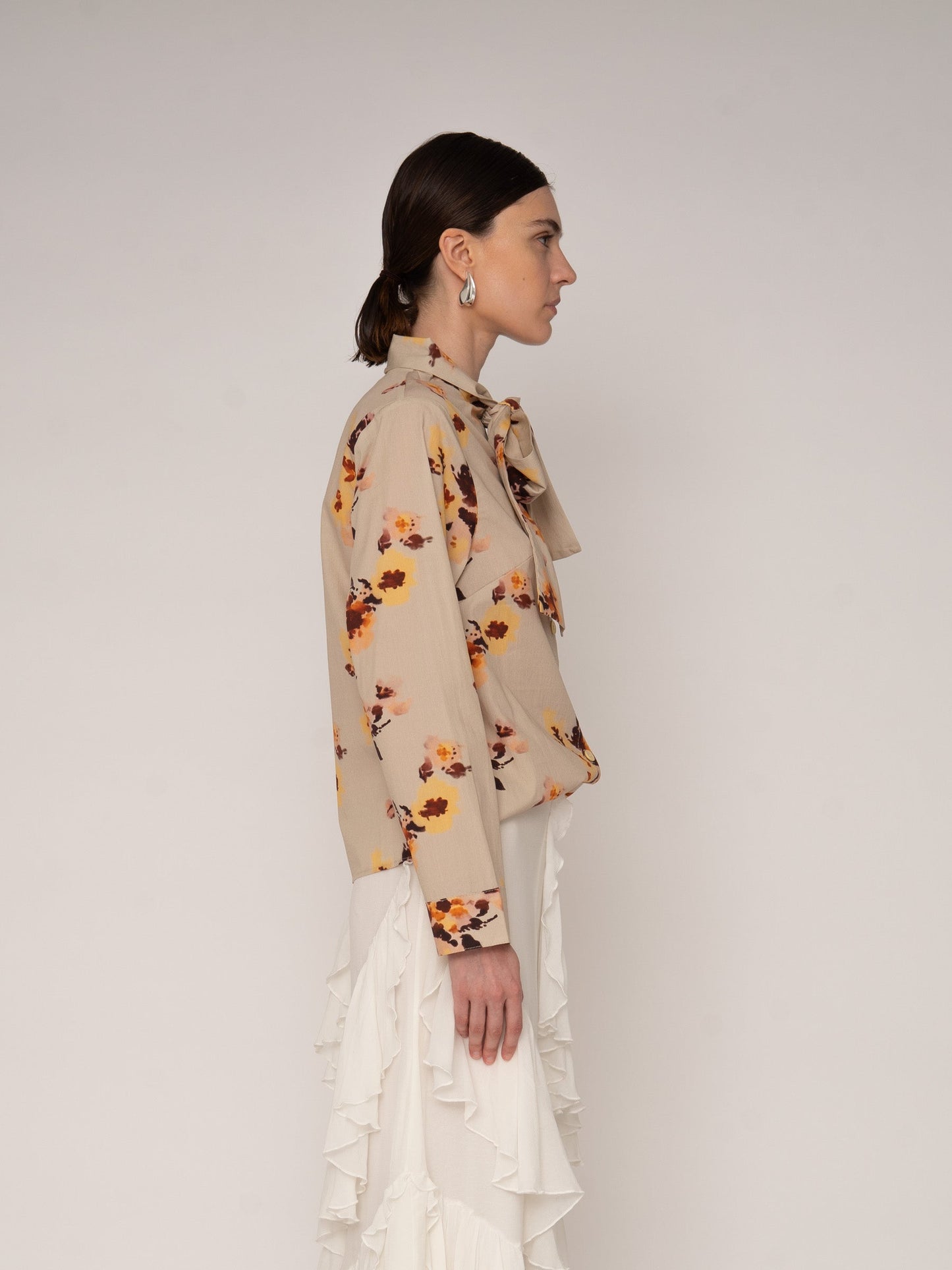 Juliette Floral Print Ribbon Blouse