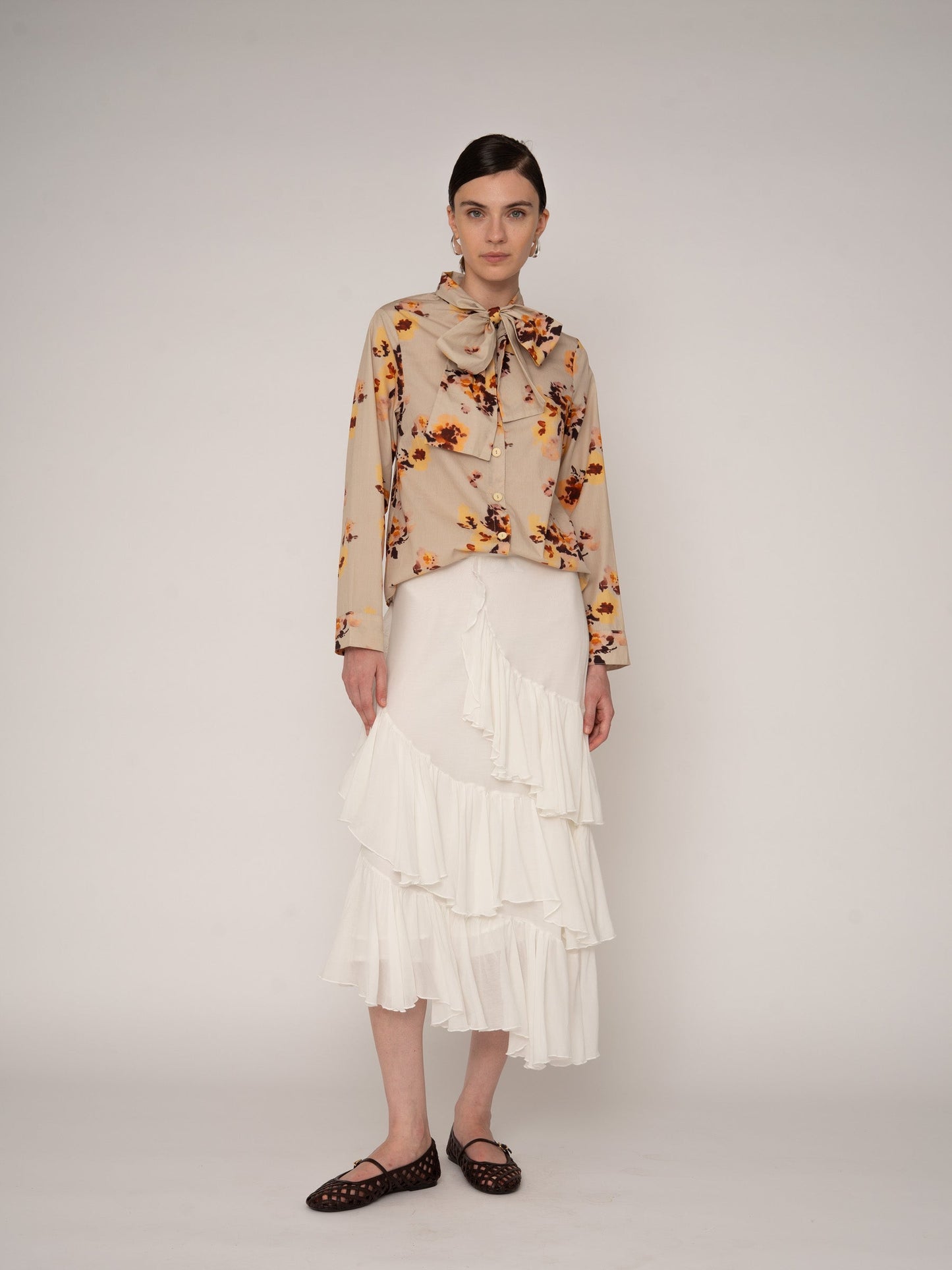 Juliette Floral Print Ribbon Blouse