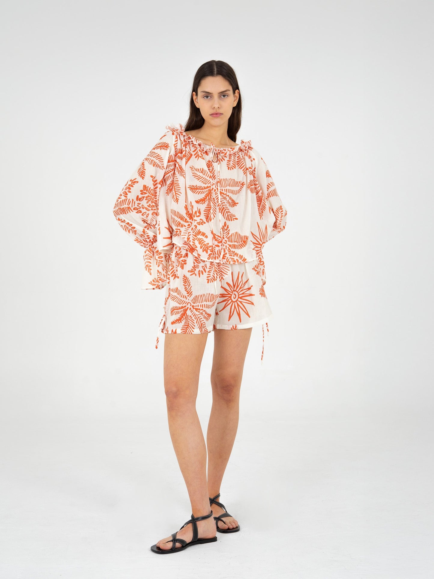 Cyrus Palm-Printed Top