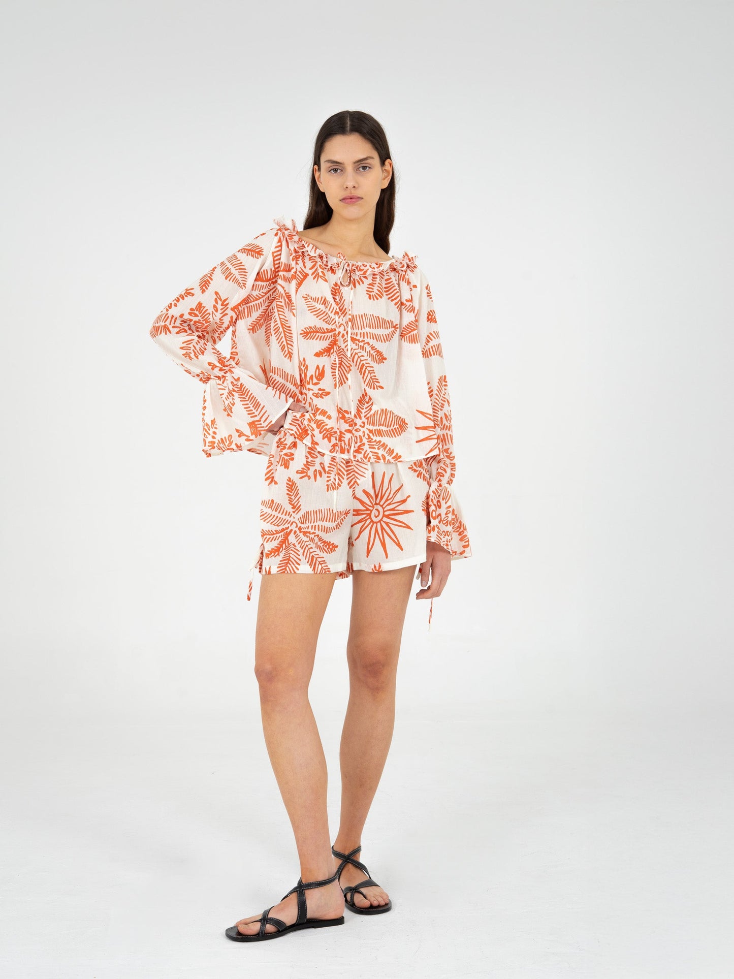 Cyrus Palm-Printed Top