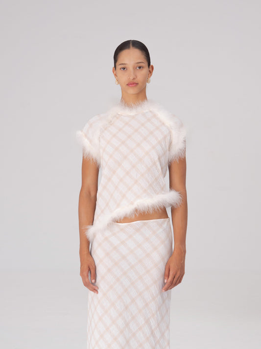 Plaid Balance Feather Top