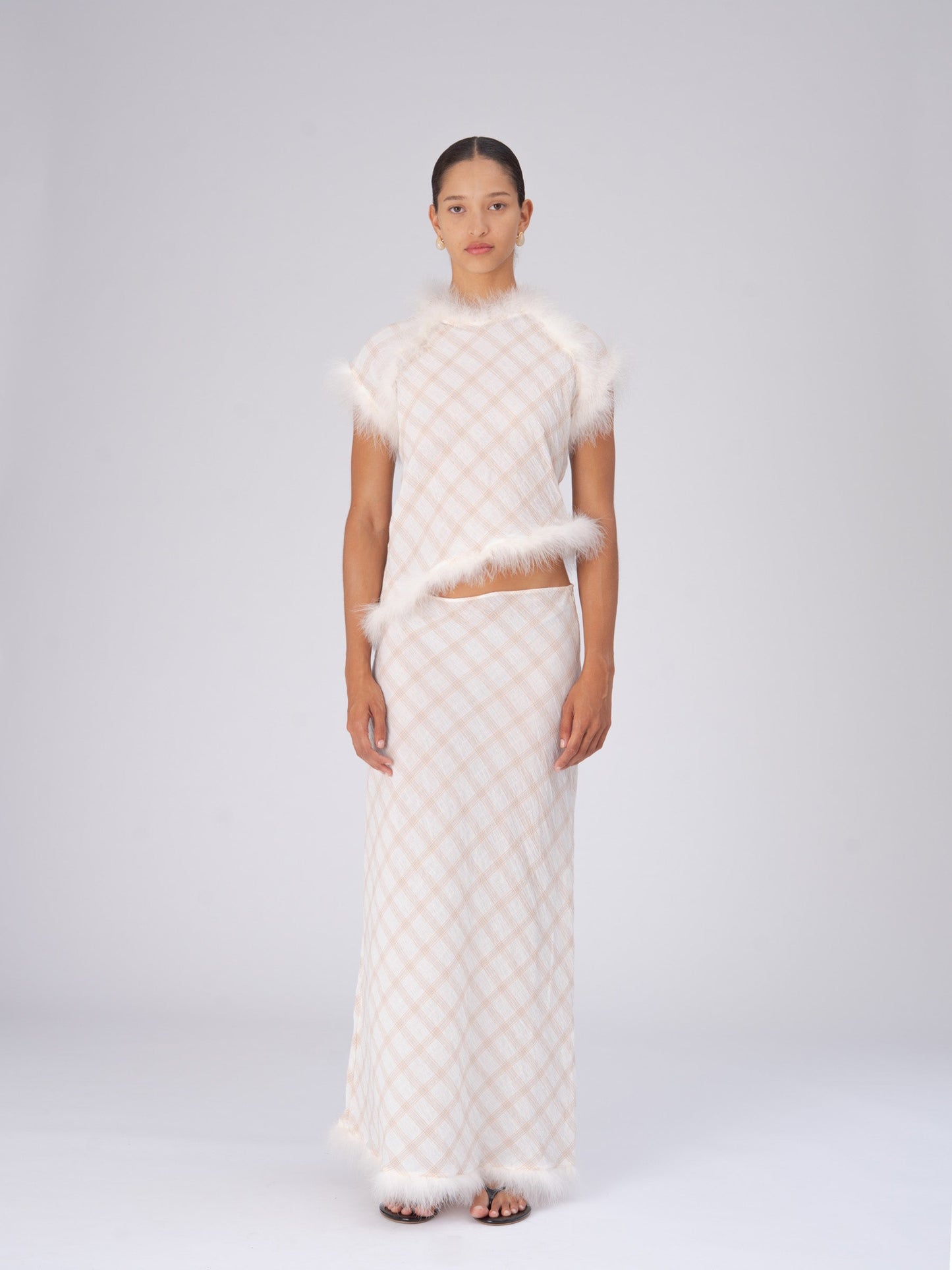 Plaid Balance Feather Top