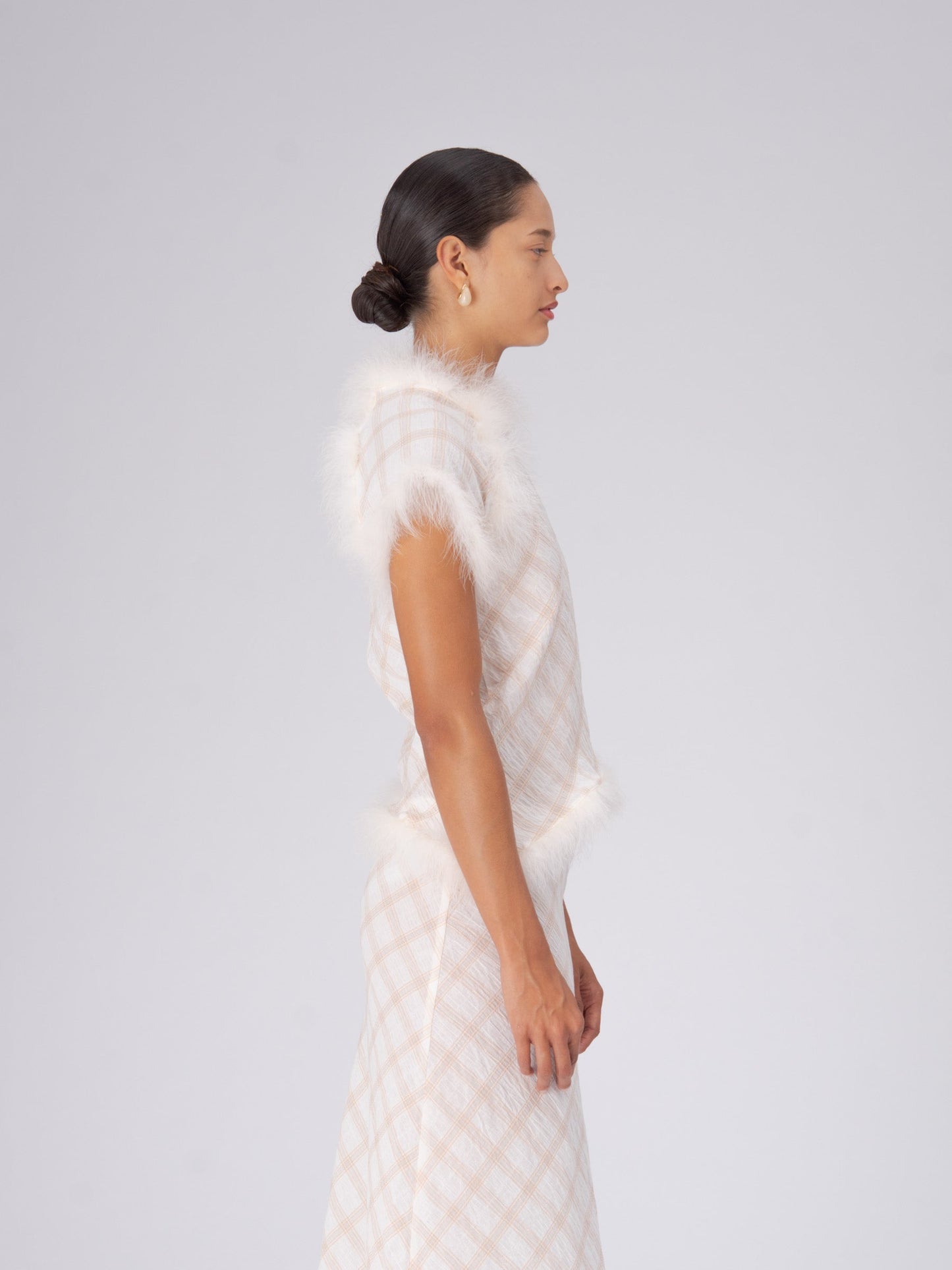 Plaid Balance Feather Top