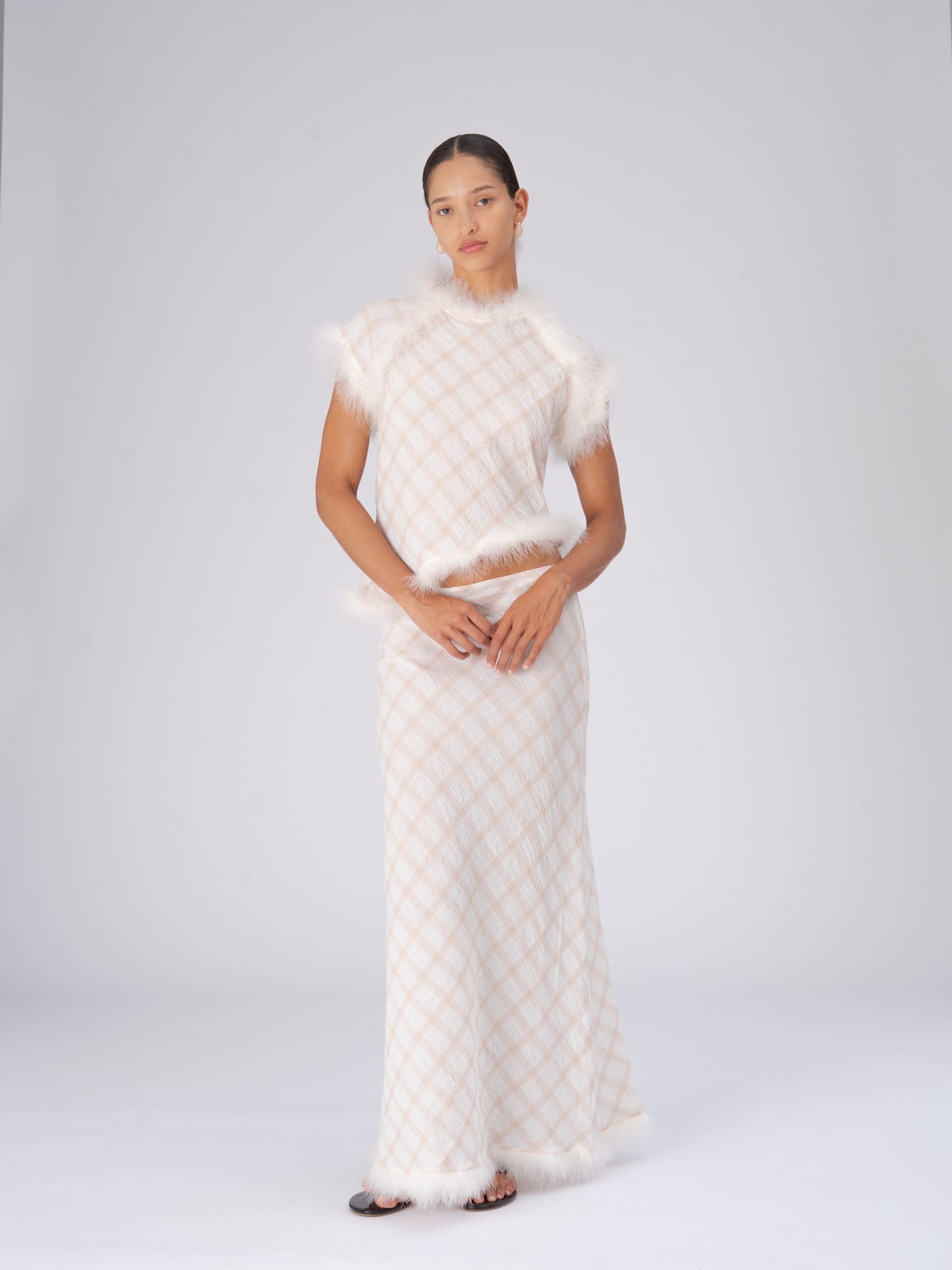 Plaid Balance Feather Top