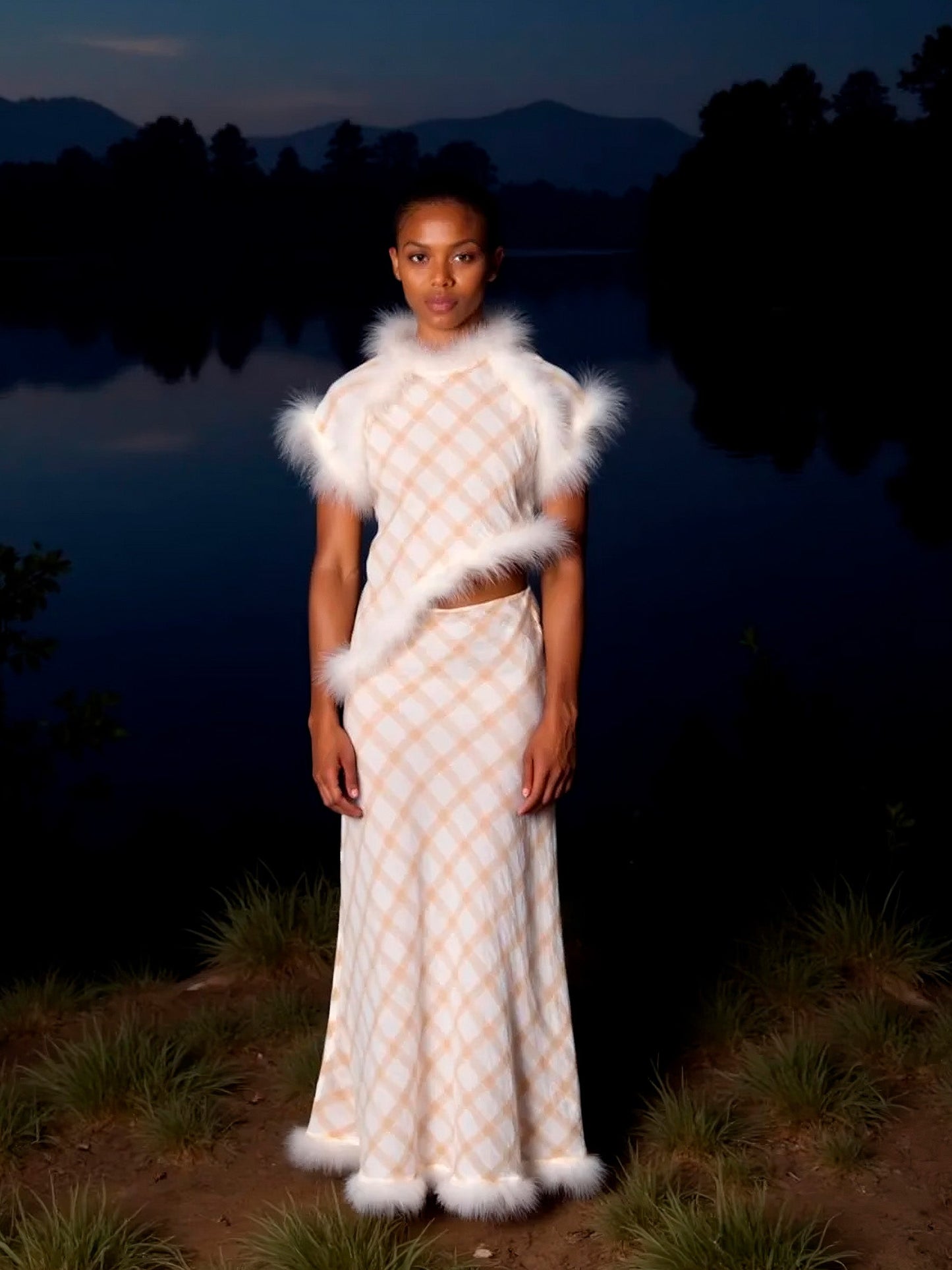 Plaid Balance Feather Top