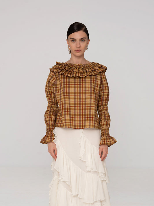 Tartine Plaid Print Blouse