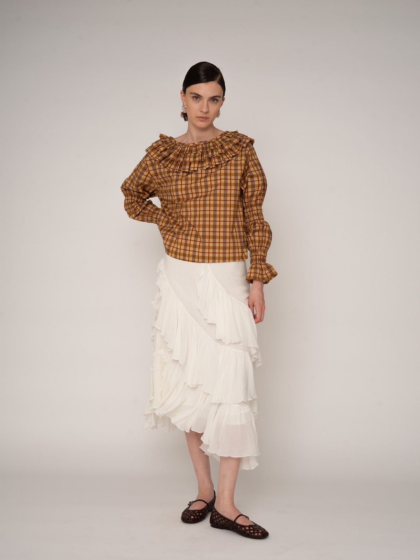 Tartine Plaid Print Blouse