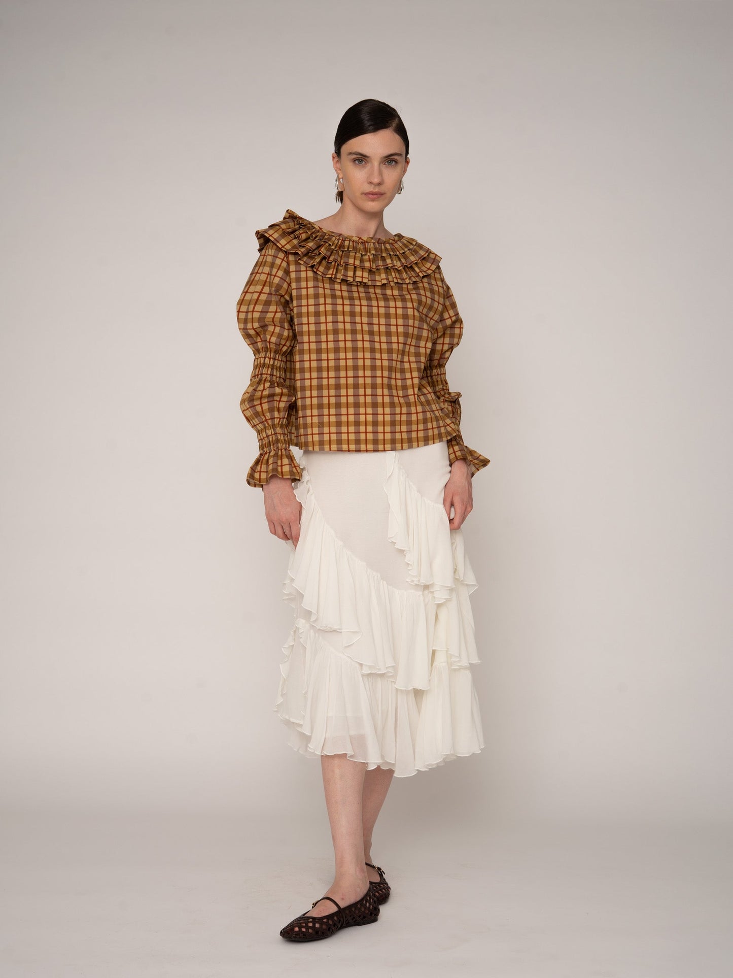 Tartine Plaid Print Blouse