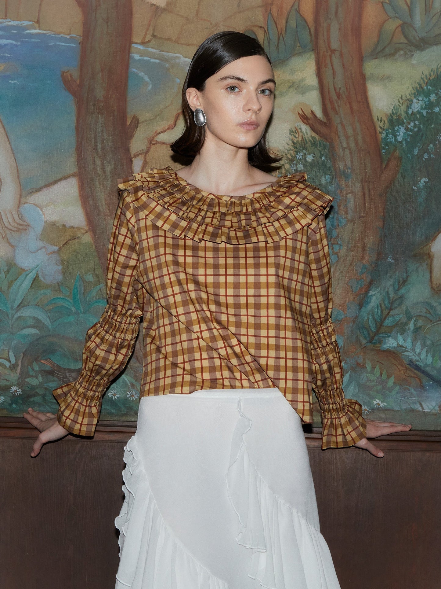 Tartine Plaid Print Blouse