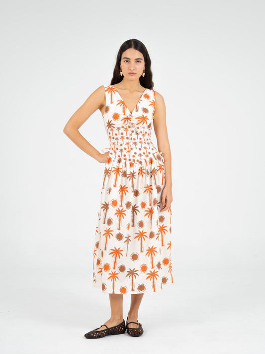 Leora Palm-Printed Dress