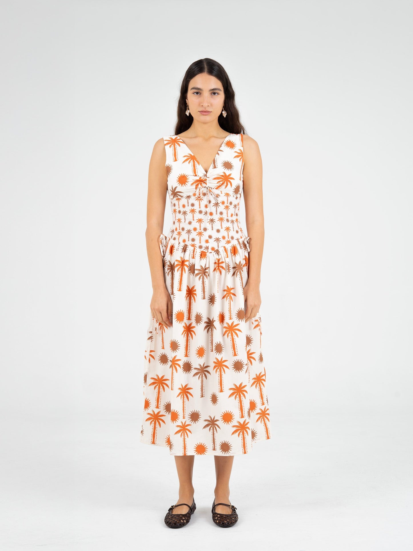 Leora Palm-Printed Dress