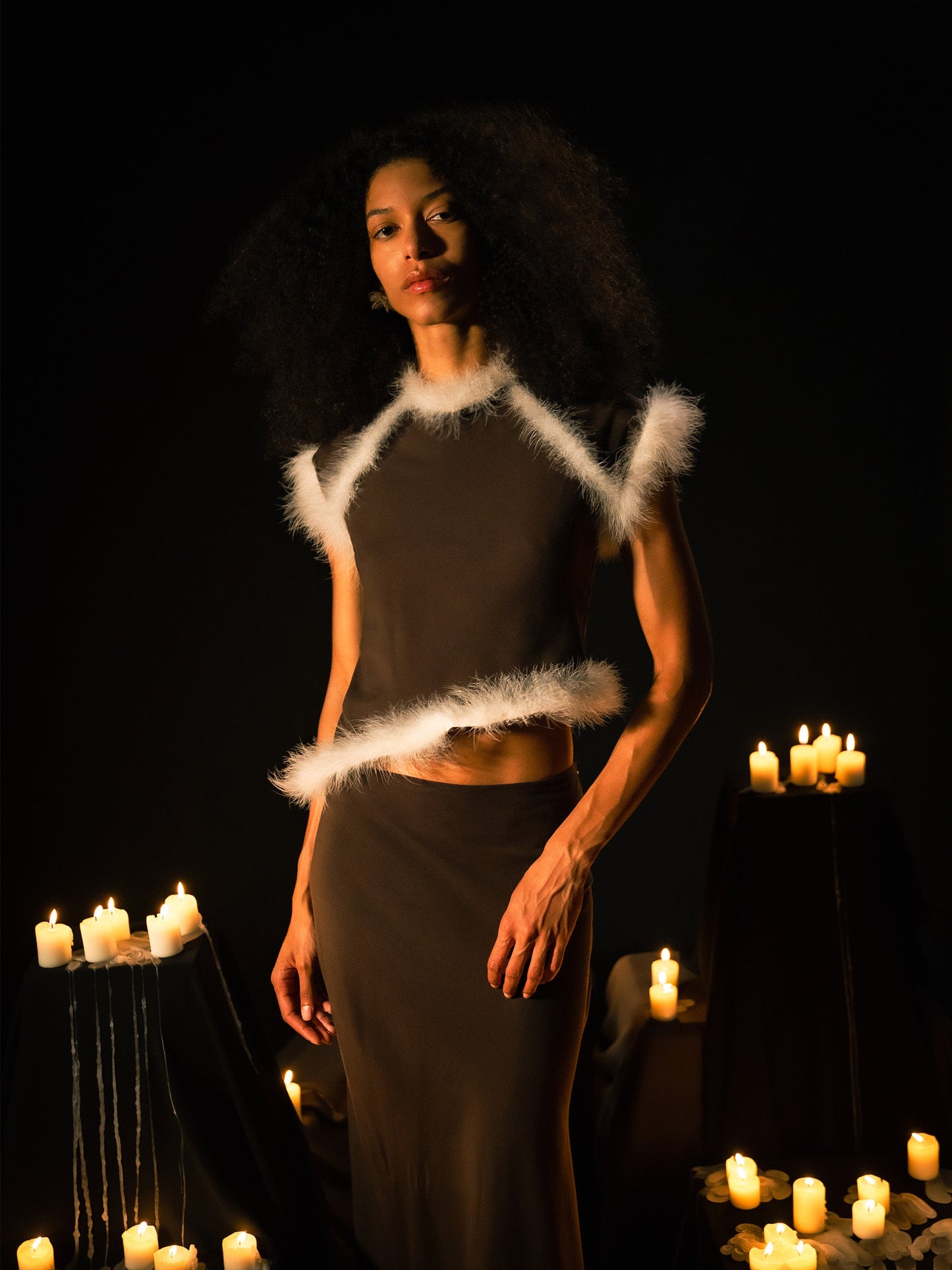 Brown Balance Feather Skirt