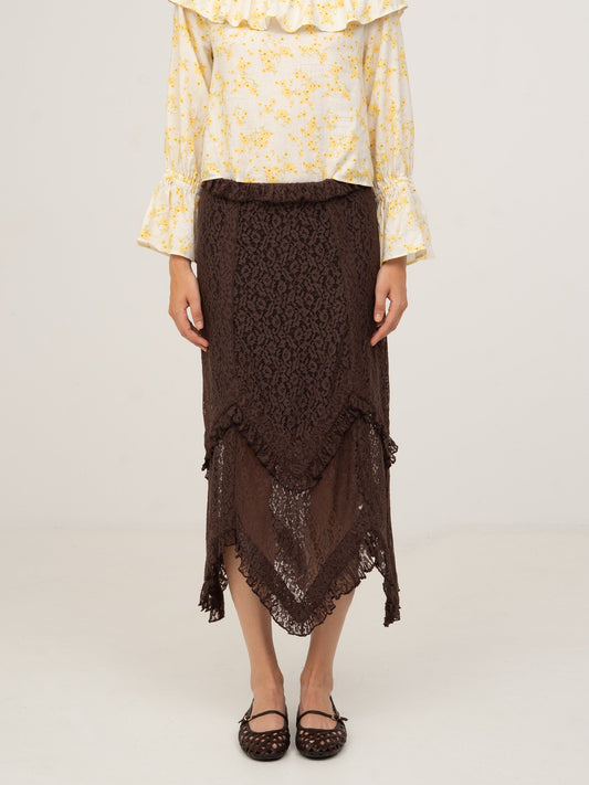 Chocolat Brown Lace Skirt