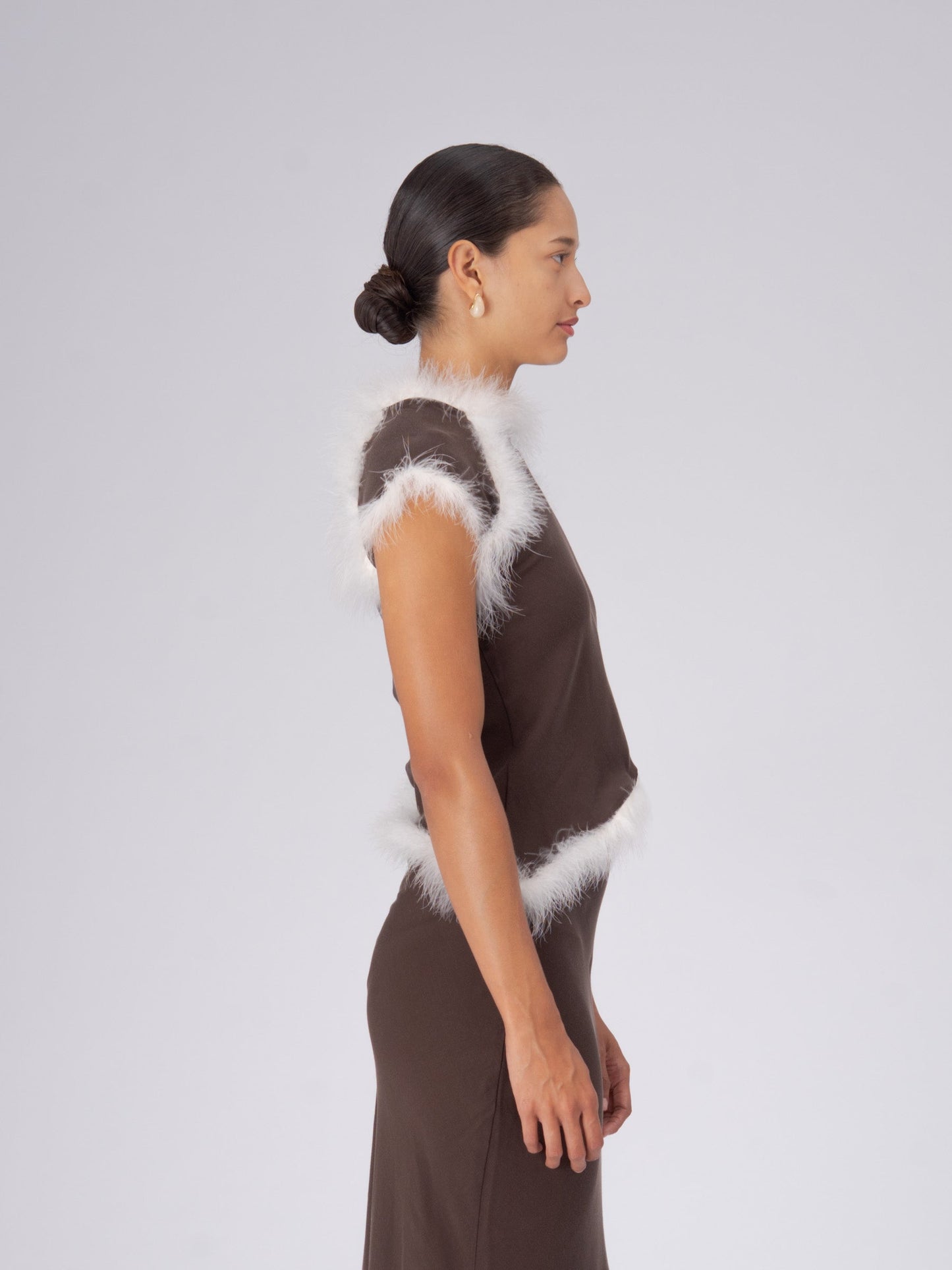 Brown Balance Feather Top