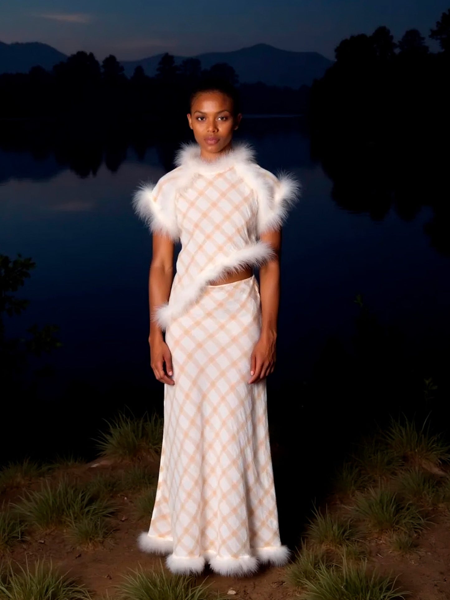 Plaid Balance Feather Skirt