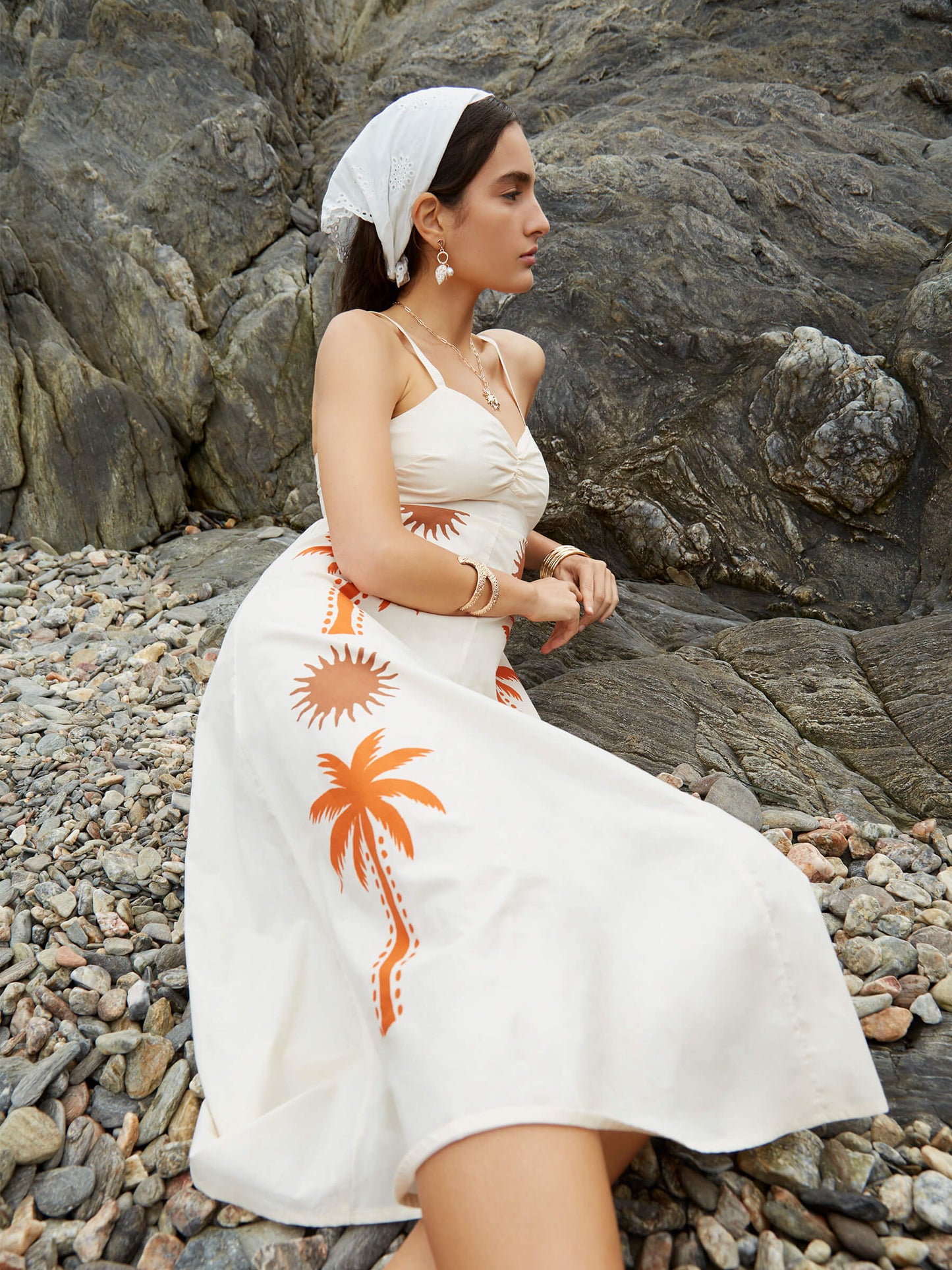 Lux Palm-Printed Dress