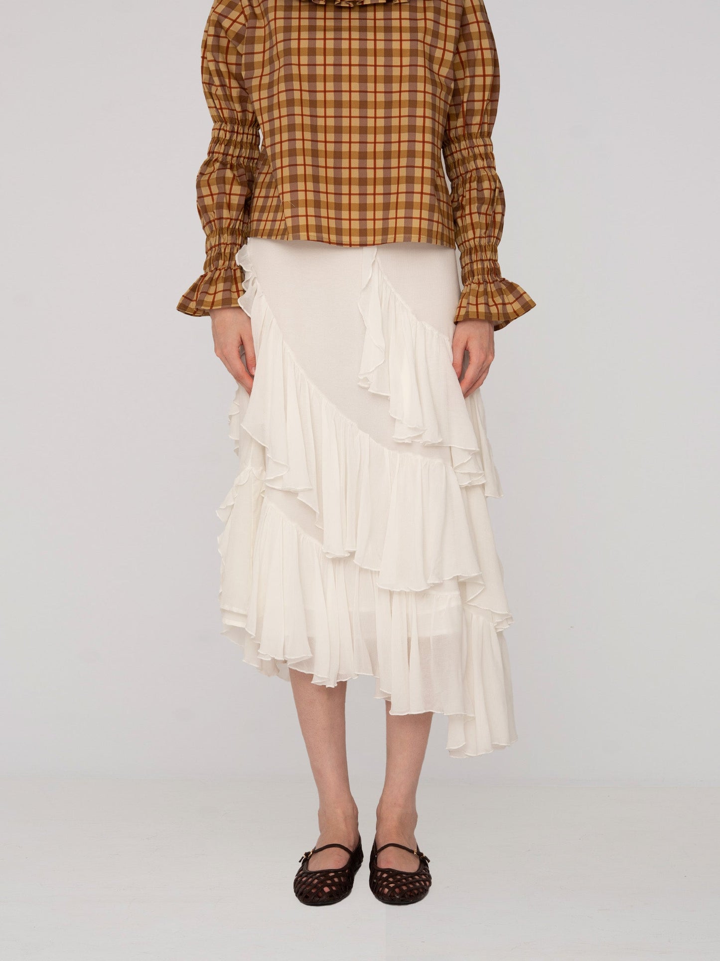 Mousse White Midi Skirt