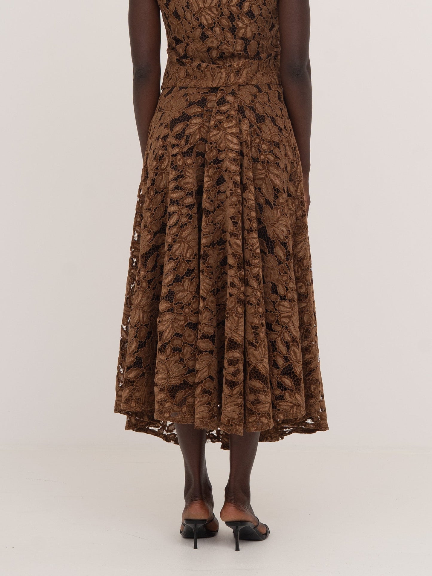 Lovers Brown Velvet Lace Occasion Skirt