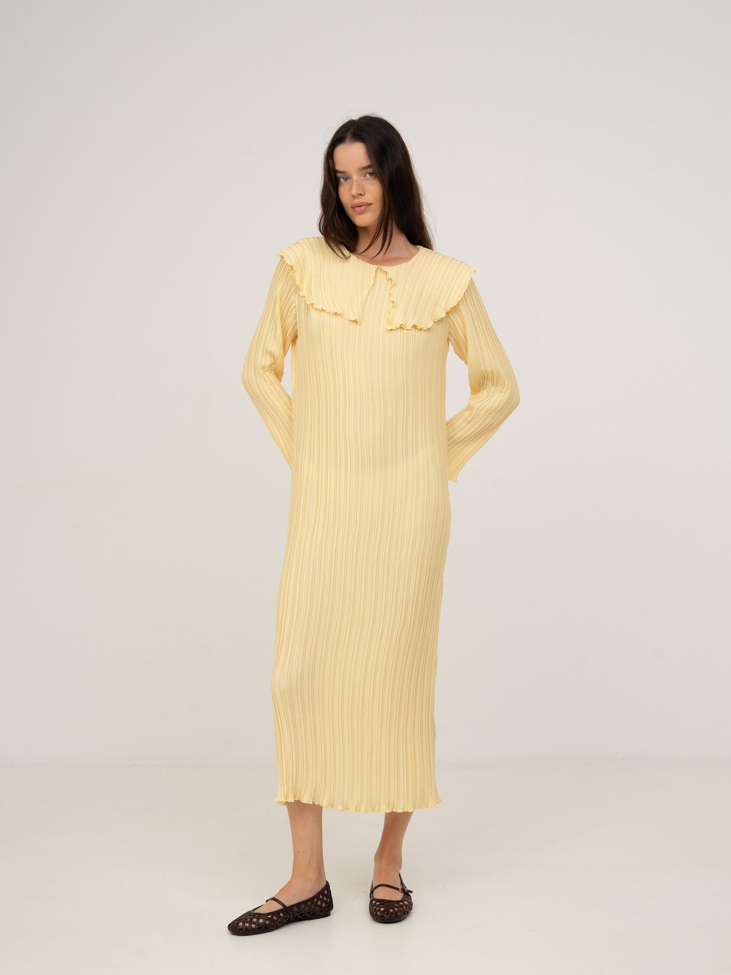 Beurre Long Yellow Pleated Dress
