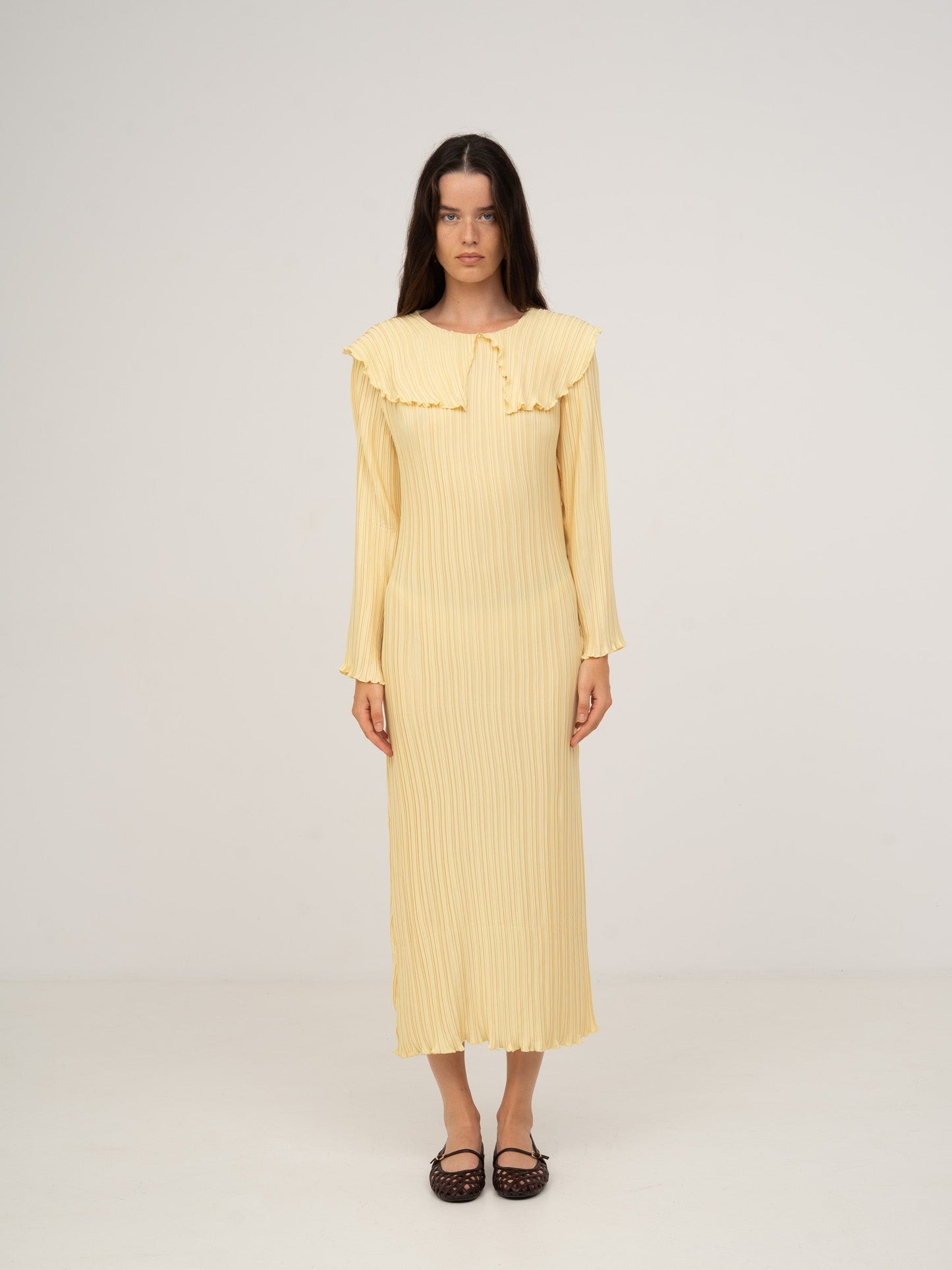 Beurre Long Yellow Pleated Dress