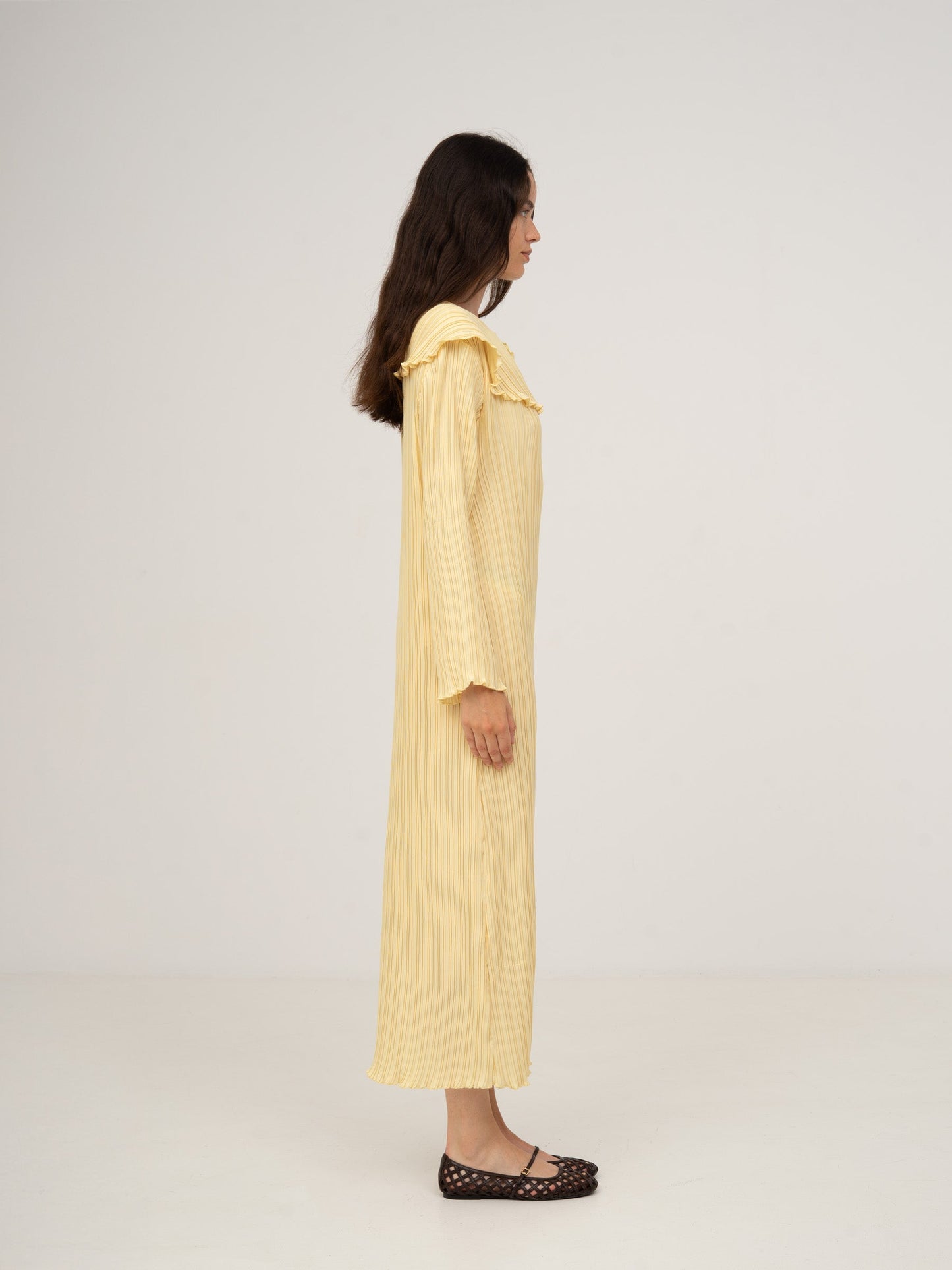 Beurre Long Yellow Pleated Dress