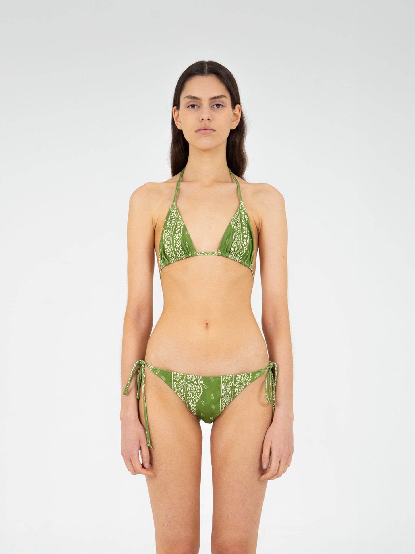 Master Green Paisley-Style Print Bikini Top