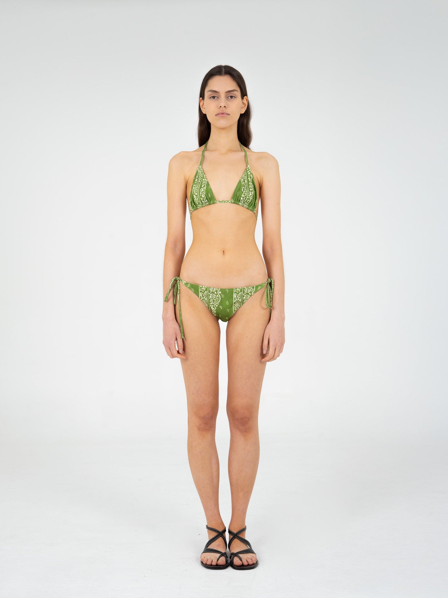 Master Green Paisley-Style Print Bikini Top