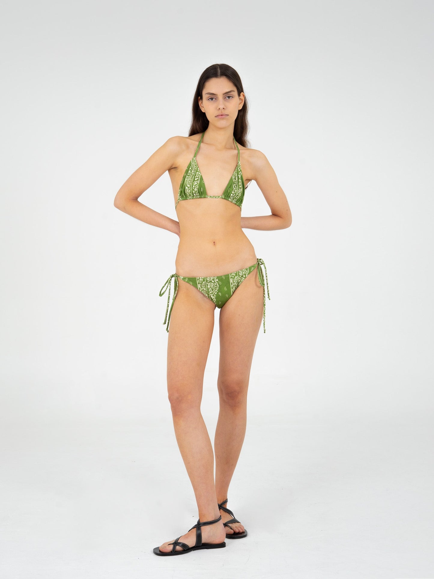 Master Green Paisley-Style Print Bikini Top
