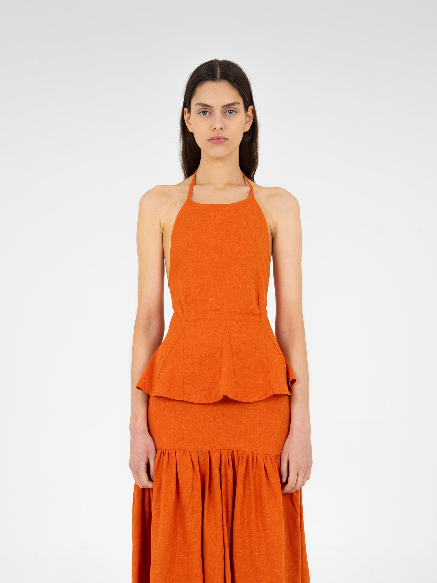 Leo Terracotta Linen Top