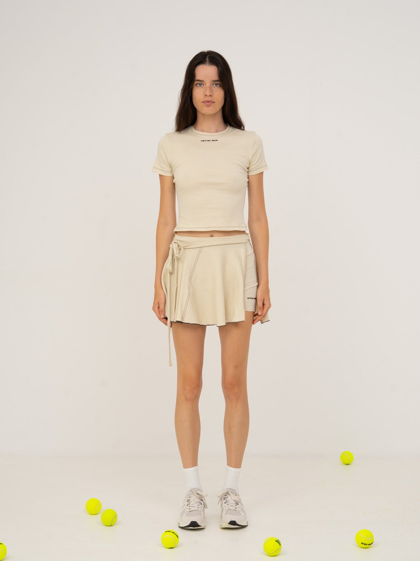 Volley Cream Wrap Mini Tennis Skirt