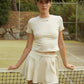Volley Cream Wrap Mini Tennis Skirt