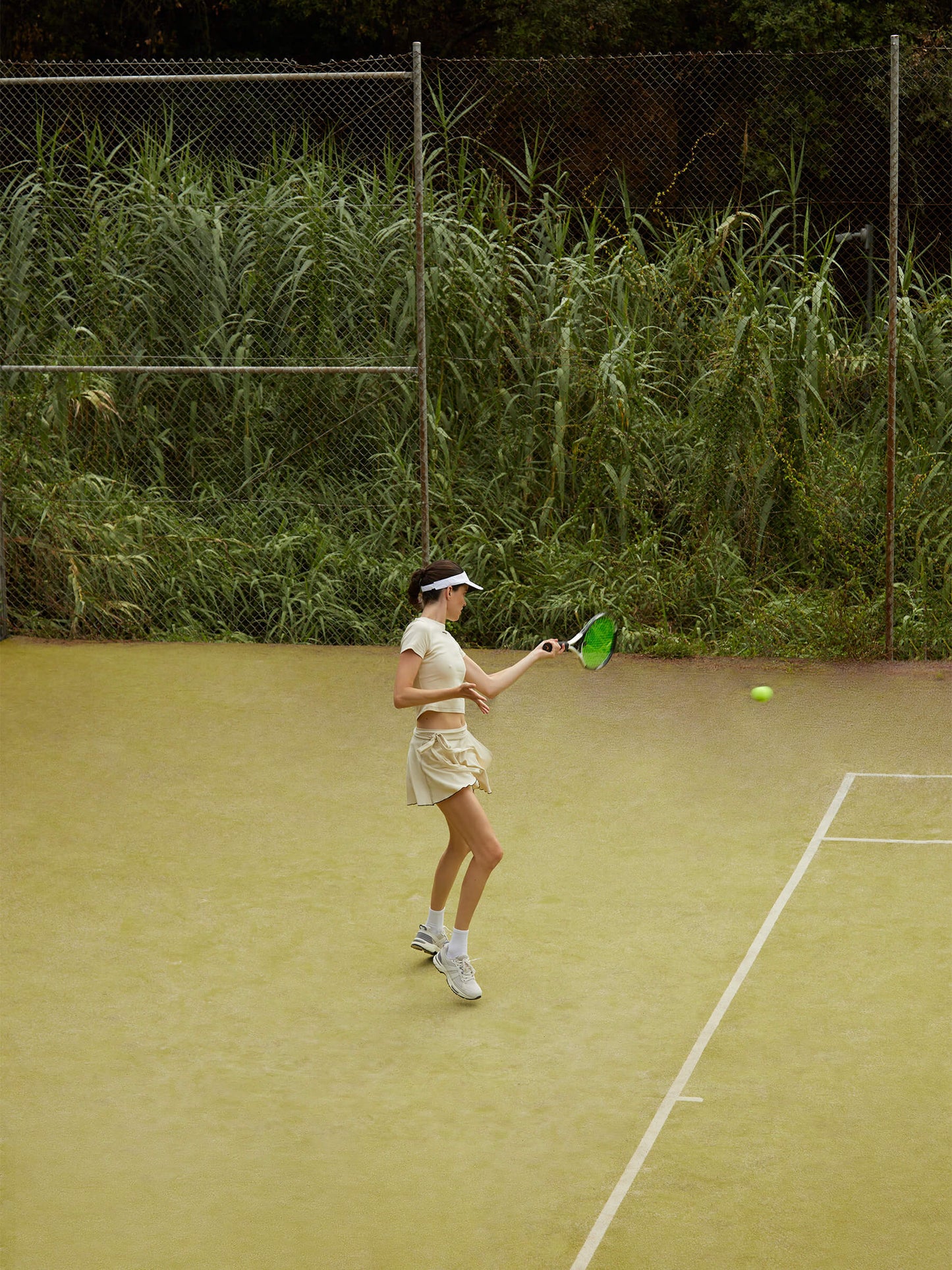 Volley Cream Wrap Mini Tennis Skirt