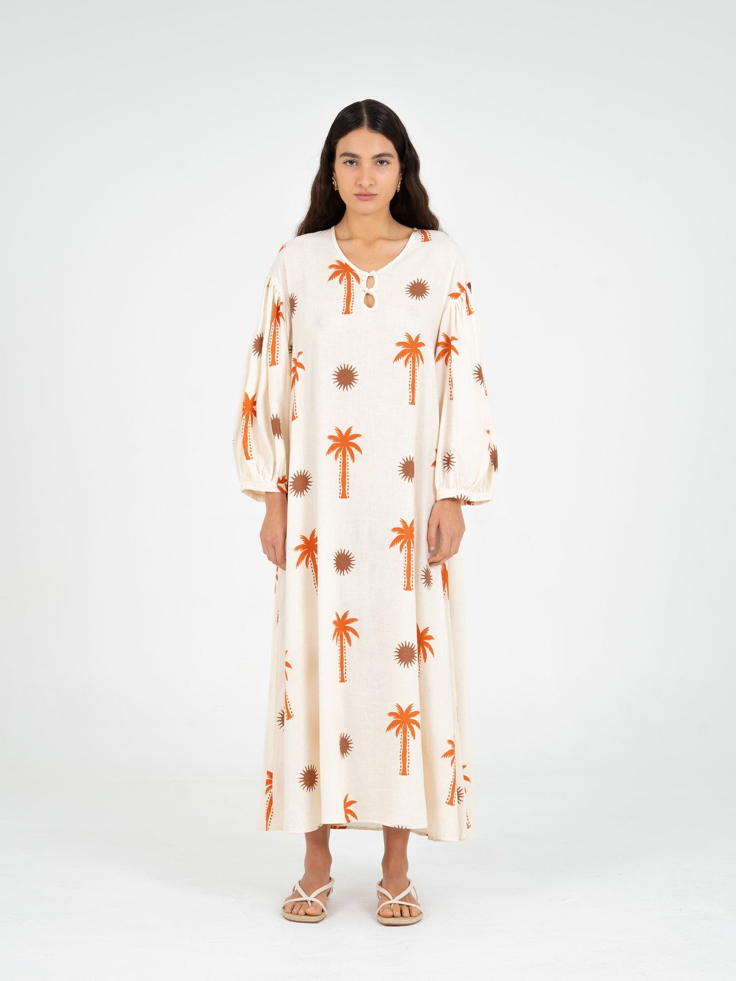 Lux Palm-Printed Maxi Dress