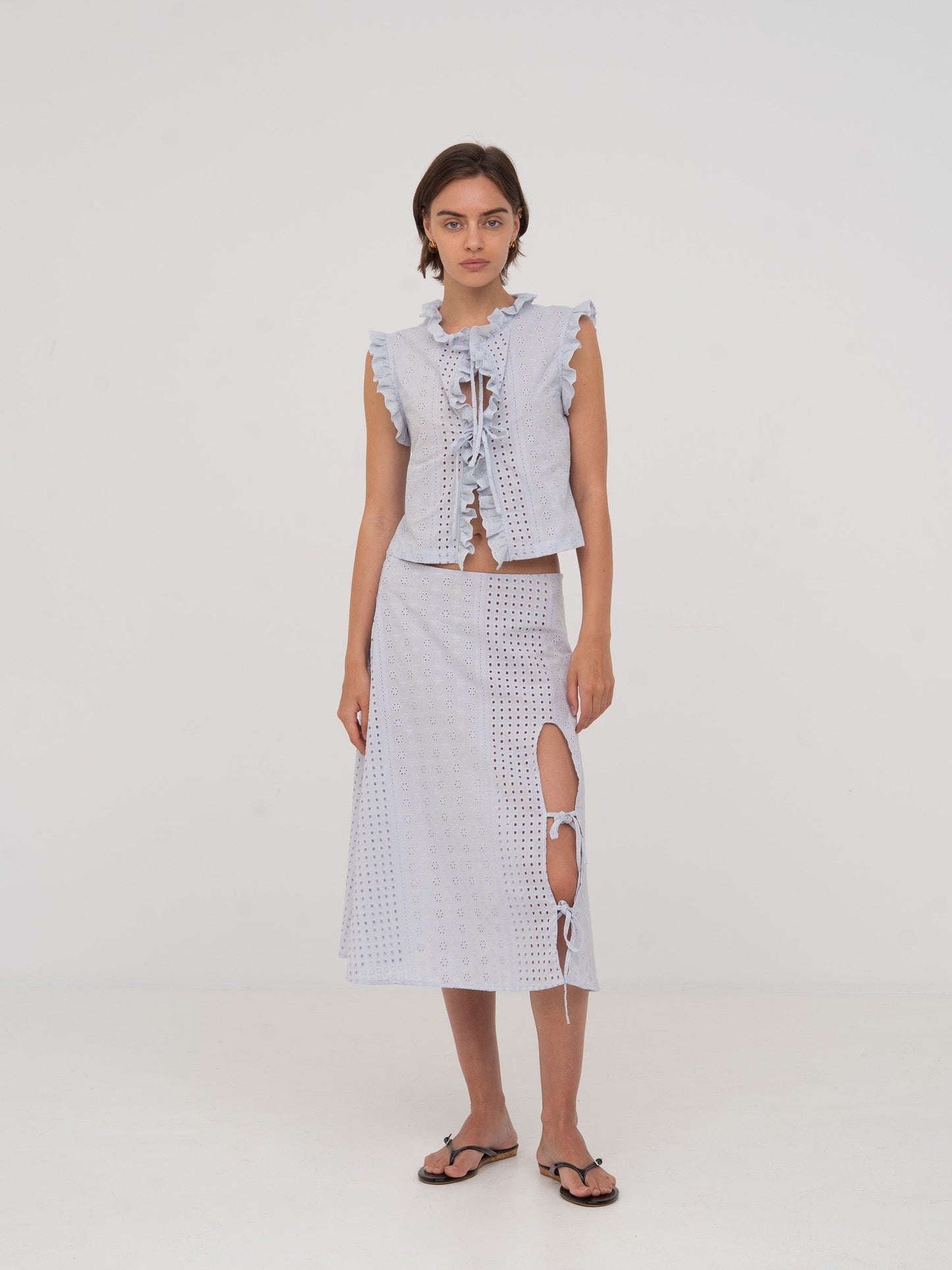 Lumora Blue Broderie Vest