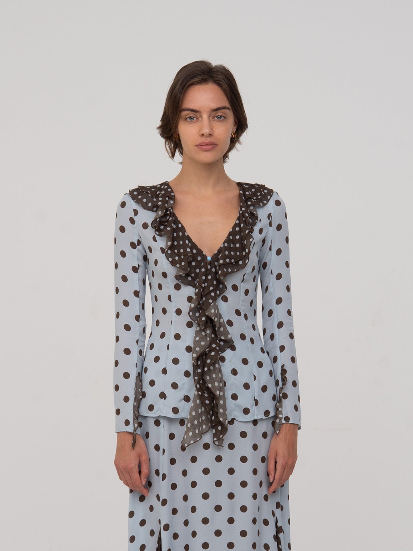 New Blue Polka Dot Blouse