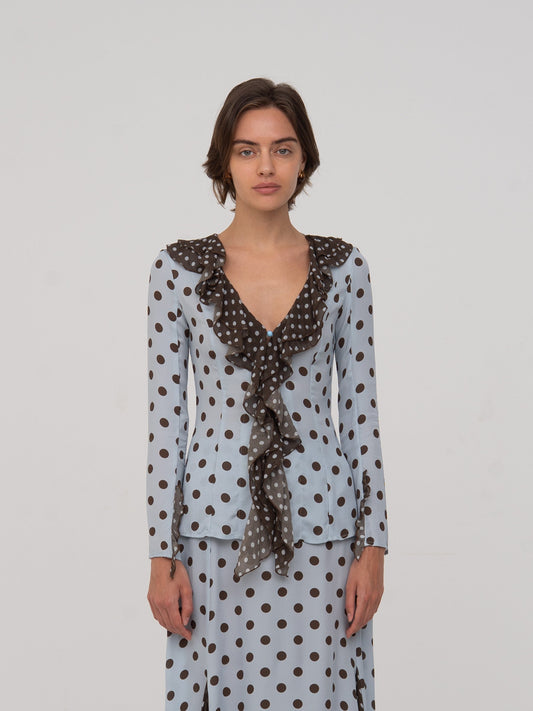 New Blue Polka Dot Blouse