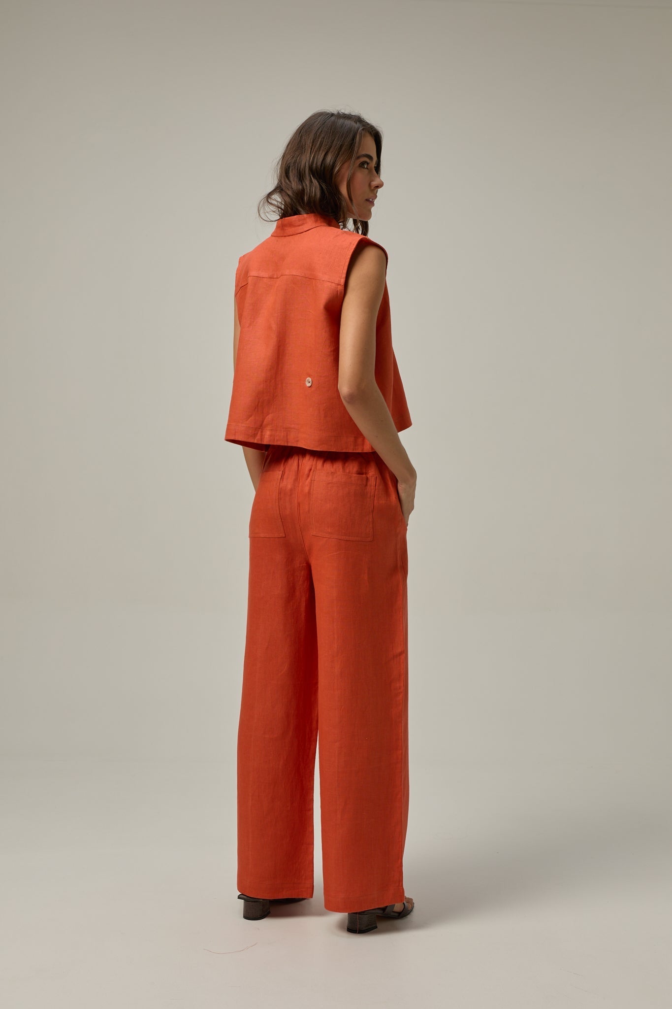 Serre Linen Pant | Deep Orange