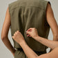 Muse Linen Vest | Olive Green