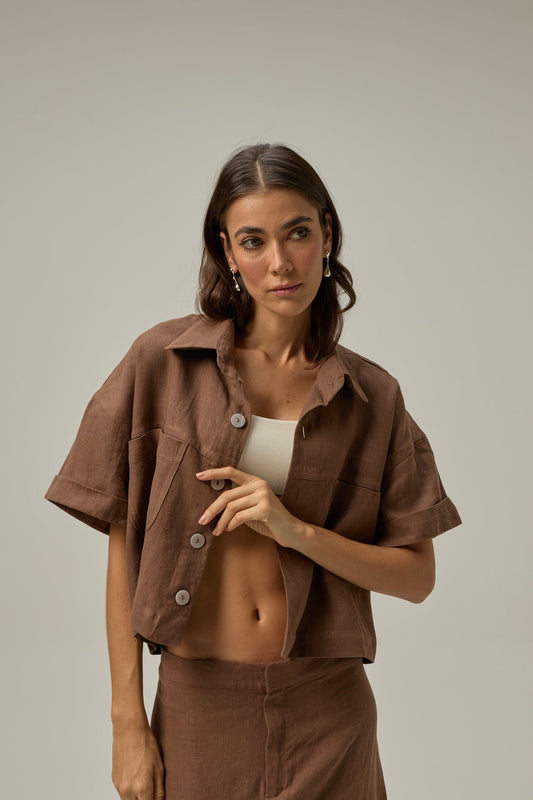 Rise Linen Shirt | Affogato Brown